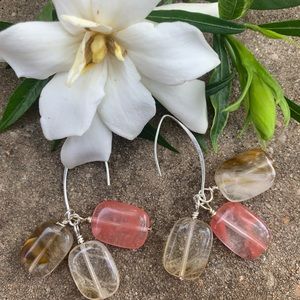 Pink-Clear-Brown Tourmaline earrings